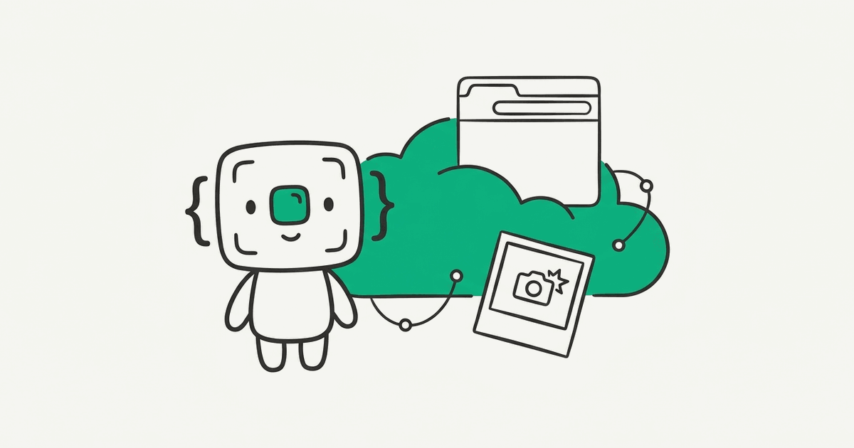 Line illustration of the RenderScreenshot mascot beside an edge cloud feeding a browser