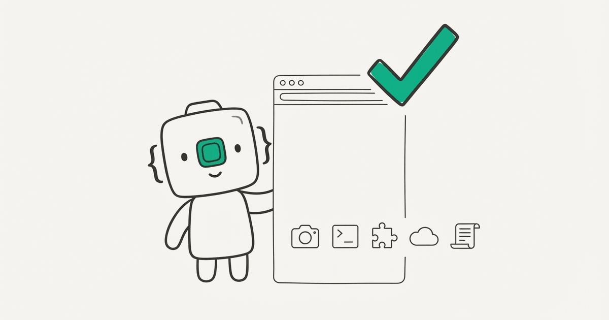Line illustration of the RenderScreenshot mascot testing five capture methods on one tall page