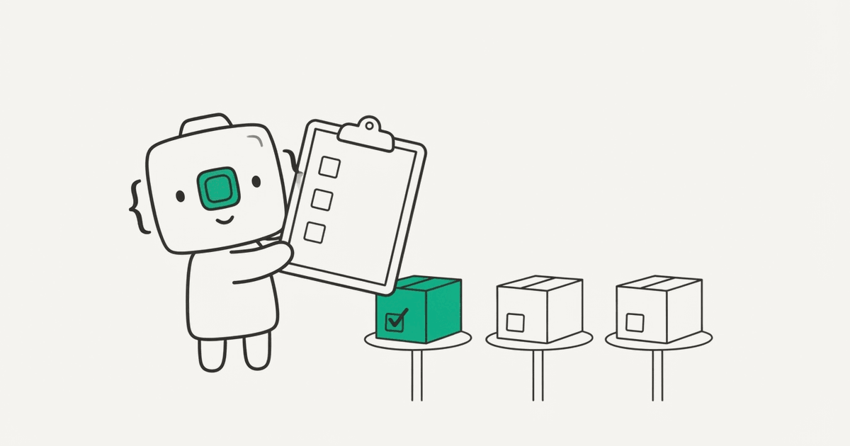 Line illustration of the RenderScreenshot mascot scoring options on a checklist