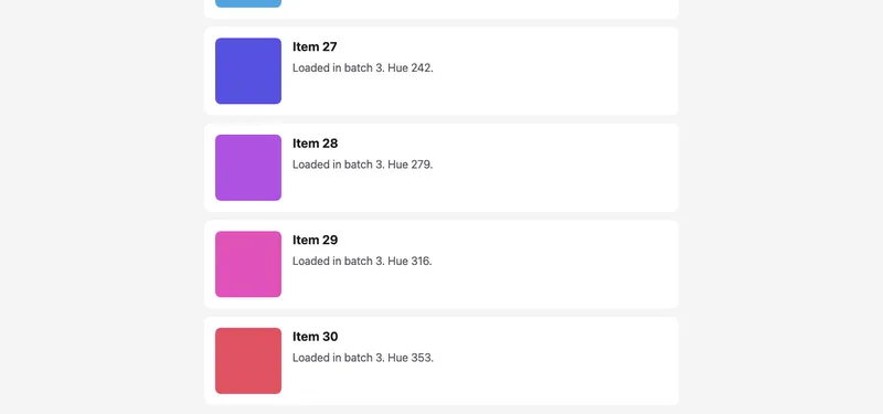 Bottom of the 30-item capture: item 30 is complete and the image ends just below it