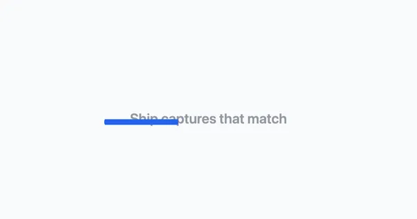 The test hero captured with no-preference: the heading is faded and below its final position, and the blue bar is about one third of its full width