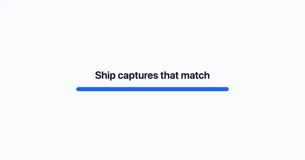 The same hero captured with reduce: the heading is fully visible in its final position and the blue bar has its full width